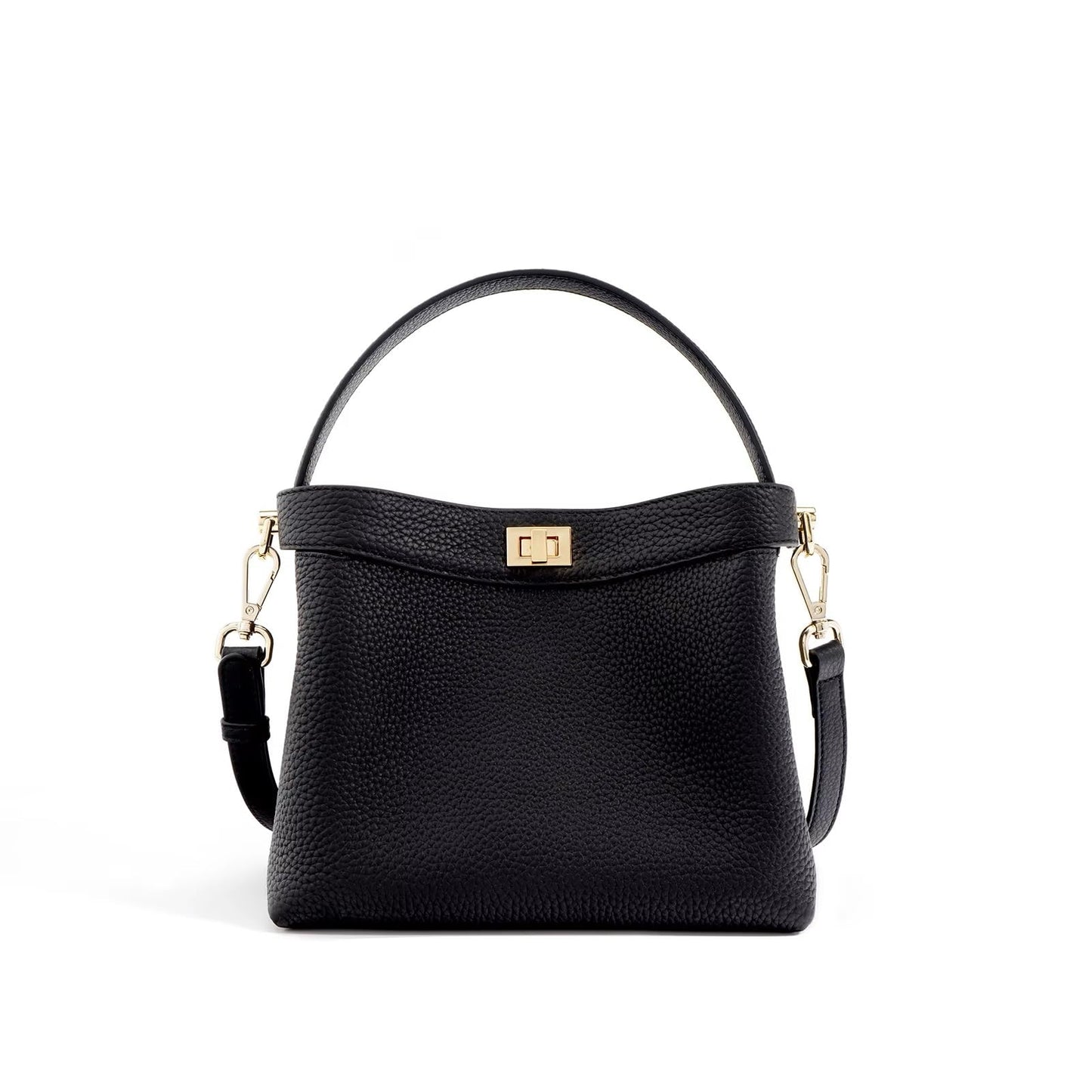 genuine leather women's black bag